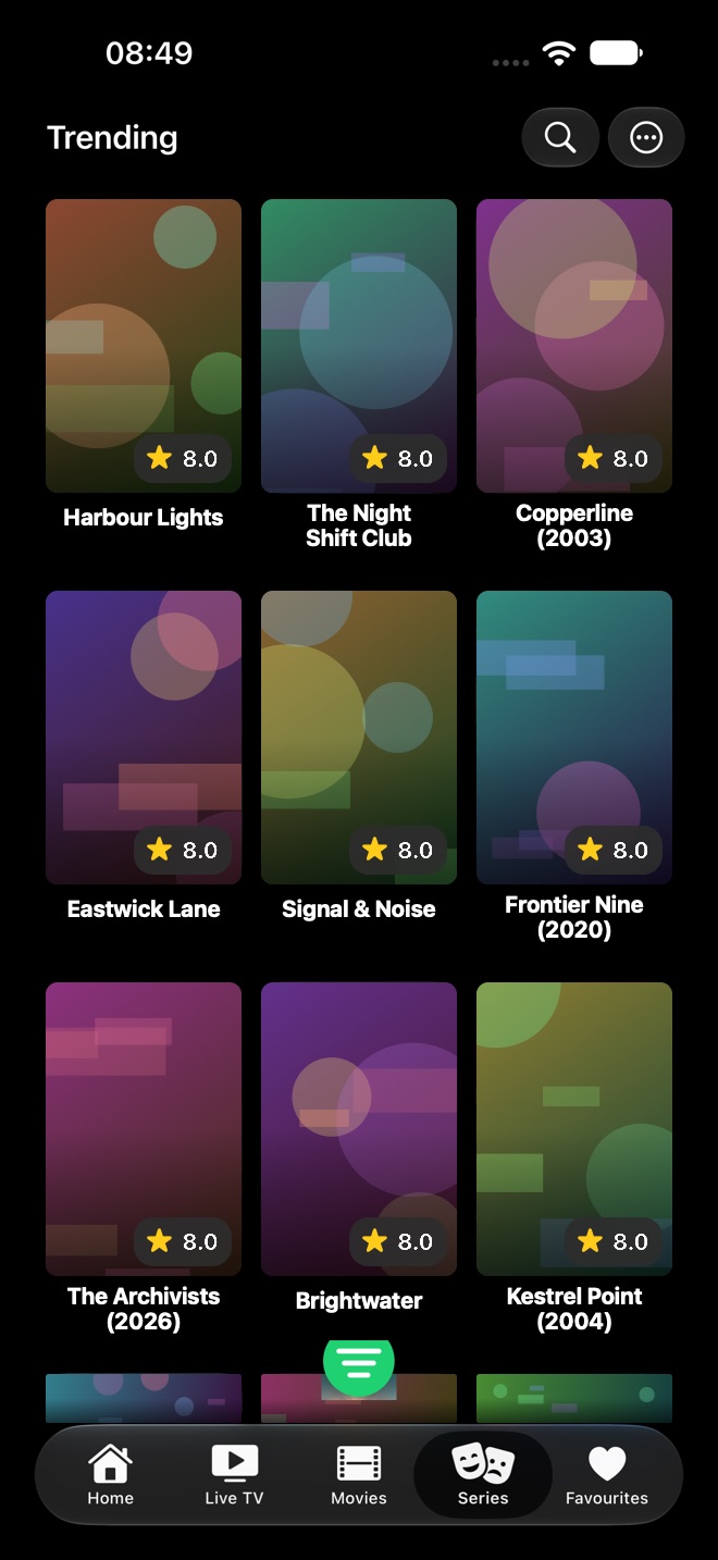 Series poster grid on iPhone.